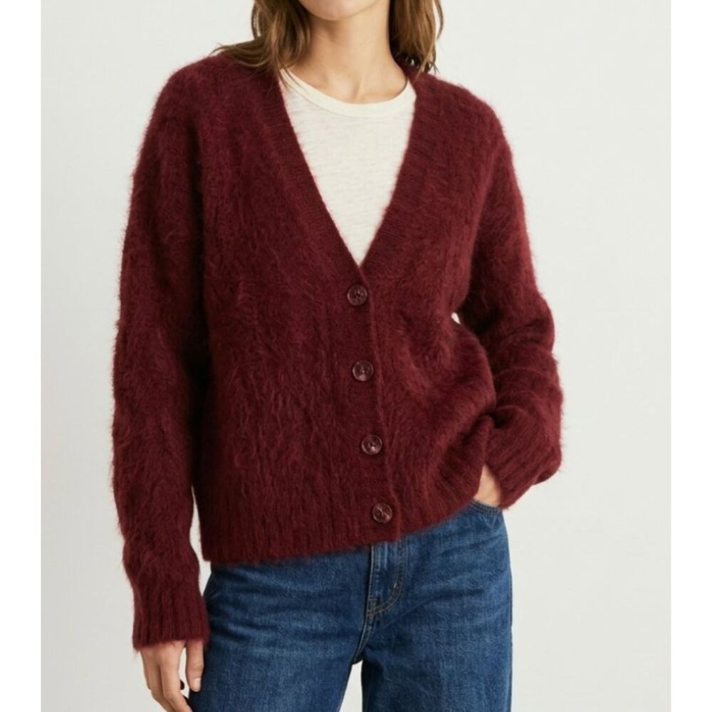 J.Crew Spring Street 100% Cashmere Oversized Cardigan Burgundy M
